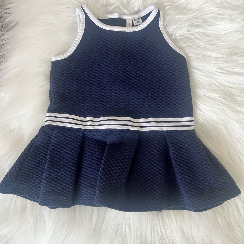 • Janie and Jack • Peplum Jacquard Navy Blue White Baby Girls 12-18 Months